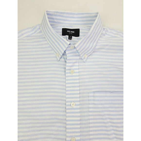 Jack Spade Sz Medium Mens Blue White Stripe Button Down Long Sleeve Cotton Shirt - Picture 1 of 9